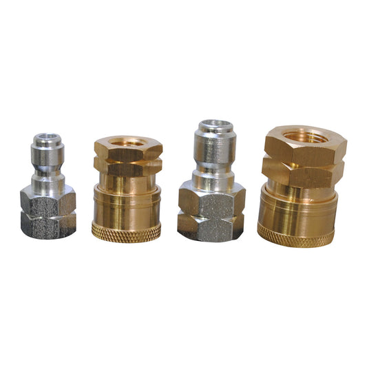 Pressure Washer Female 1/4" and 3/8" Quick Connect Fitting – 4 Piece Kit