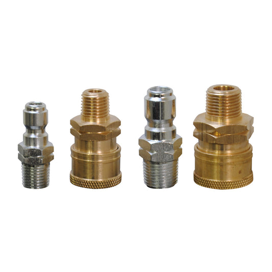 Pressure Washer Male 1/4" and 3/8" Quick Connect Fitting – 4 Piece Kit