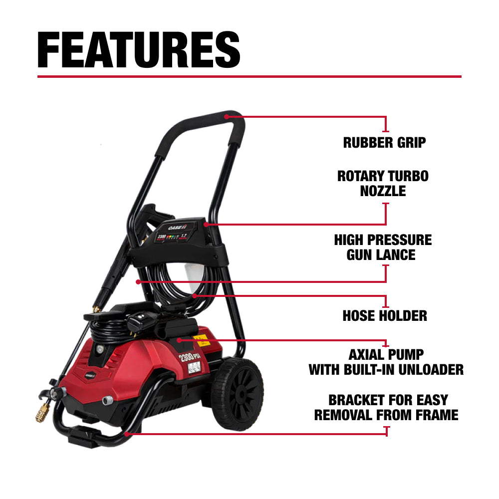 Case IH 2,300PSI 1.7GPM 2 in 1 Electric Pressure Washer