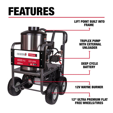 Case IH 4,000 PSI 4.0 GPM Hot Water Gas Pressure Washer