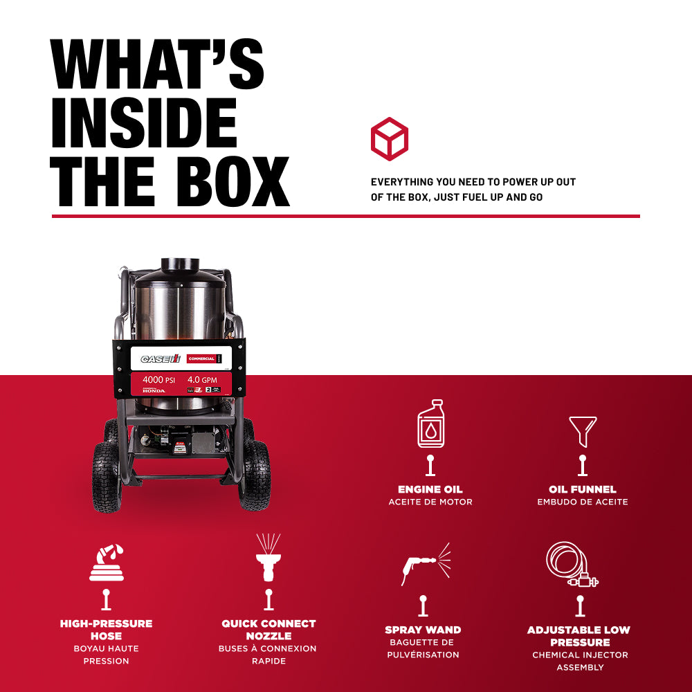 Case IH 4,000 PSI 4.0 GPM Hot Water Gas Pressure Washer